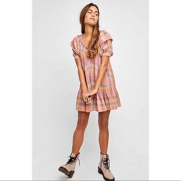 Free People Dresses & Skirts - NWT Free People Amelie Plaid Mini Shift Dress